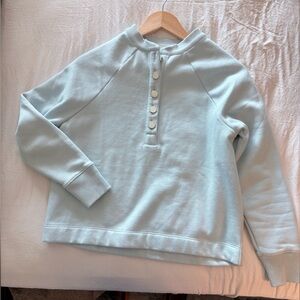 Ann Taylor Soft Aqua button-up sweatshirt
